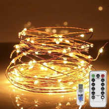 Гирлянда нить Роса USB 10м 100LED 8 режимов Теплый белый (60931)