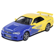 Машинка Nissan Skyline GTR R34 1:32 игрушка Желто-синий (60822, 6978387656414)
