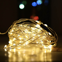 Гирлянда-нить Роса 10м 100LED на батарейках Теплый белый